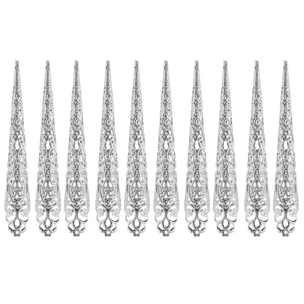 10Pcs Exquisite Peacock Dance Prop Finger Jewelry False Nail Finger Nail Tip Dance False Nail