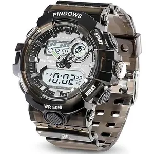 PINIDOUS Womens Watch for Women Teenagers Watch Digital Sports Watch,7 Color LED Light Large Analog Digital Display Waterproof Watch with Alarm Stopwatch Hourly Chime Multi-Function Wrist Watches