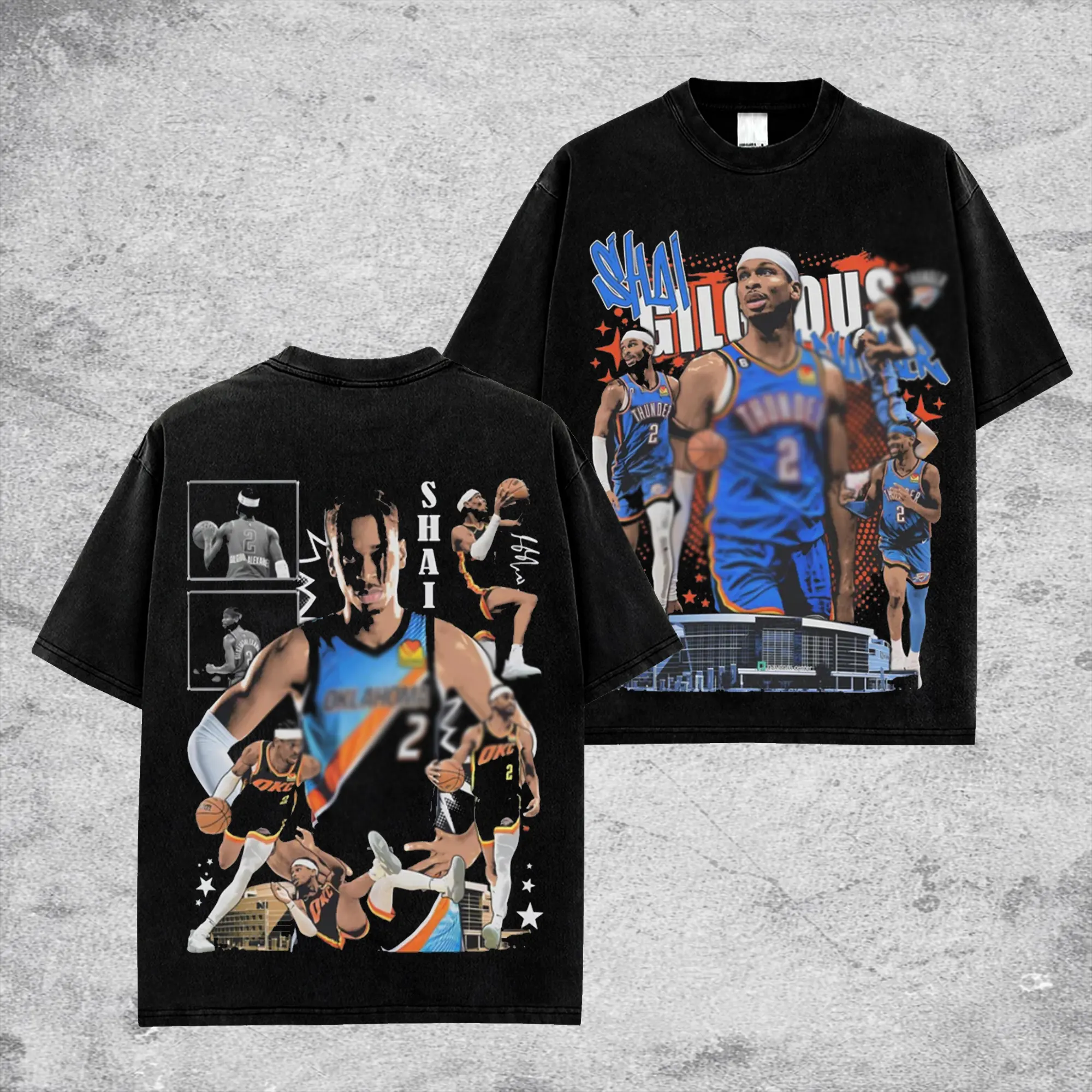 [HoopZoneStyle] SGA Shai Gilgeous-Alexander Thunder Game Day Retro Unisex 100% Heavyweight Cotton T-Shirt – Thunder Fans Shirt, Oklahoma Basketball Shirt, Game Day Outfits, Gift For Basketball Fans