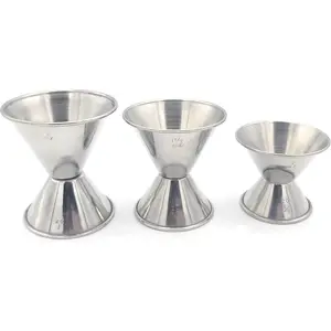 Stainless Steel Double Jiggers 1 & 2 oz, 3/4 & 1-1/2 oz, 1/2 & 1 oz Bar Jiggers Set of 3 for   Measuring