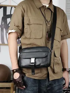 Soft Leather Men's Shoulder Bag Business Genuine Leather Crossbody Messenger Bag Trendy Male 8.3 In iPad Bag Leather Shoulder Bags