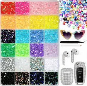 [Mother's Day Gifts ideas]30000Pcs 3mm Jelly Flatback Rhinestones Bedazzling Kit, Multicolor Resin Gems with Tools & Tweezers for DIY Crafting, Nail Art, Shoes, Tumblers & Diamond Art, Shimmer Bling Decor Supplies