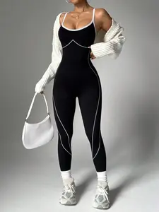 Seamless Knitted Women's Sportswear Jumpsuit, Tight Stretch Yoga, Casual Pilates Clothing for Daily Wear, Comfortable and Stylish