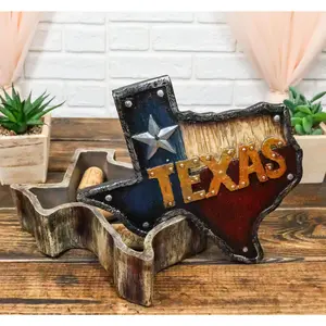 Rustic Western Patriotic Map Of Texas Lone Star State Jewelry Trinket Box Decor
