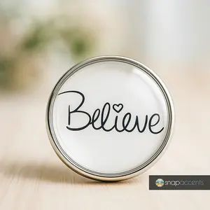 Believe Handwritten Snap, 18MM Snap Jewelry Interchangeable Snap Charm Button