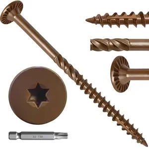 Screws #14 x 8 Inch, 54 count Structural Deck Screws with Upgraded Thread, Heavy Duty Construction Lag Screws, Rust Resistant Outdoor Exterior  Long Screw, Torx Drive, T30  Bit Included