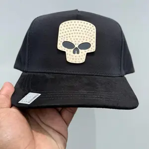 BiggBoss Gorra Snapback Antrax Premium Vicera de Gamuza Black Adjustable Hat with Gold Logo