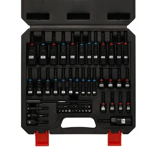 55-Piece Magnetic Nut Driver Set for Impact Drill Deep & Shallow Metric & SAE Includes Screwdriver Bits Bit Extension Bar Socket Adapters & Wing Nut Driver Tool Box