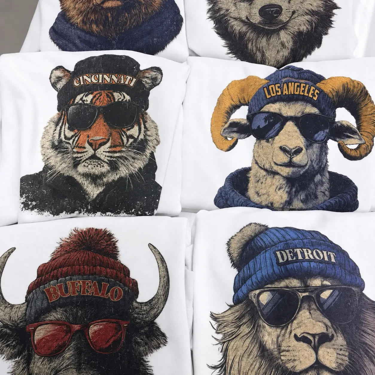 Vintage Spirit Animal Football City T-Shirt City Animal Sports Tshirt Game Day All Team Football Top Casual Game Hometown T-Shirt Comfortable Football Graphic tees White Color Unisex Shirt