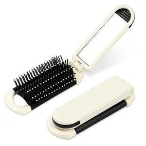 Foldable Hair Brush with Mirror, Compact Travel Hair Brushes Folding Hairs Brush for Women and Men, Portable Mini Pocket-Size Massage Comb for Gym, Trips, Purse and Styling (Retractable Mirror)