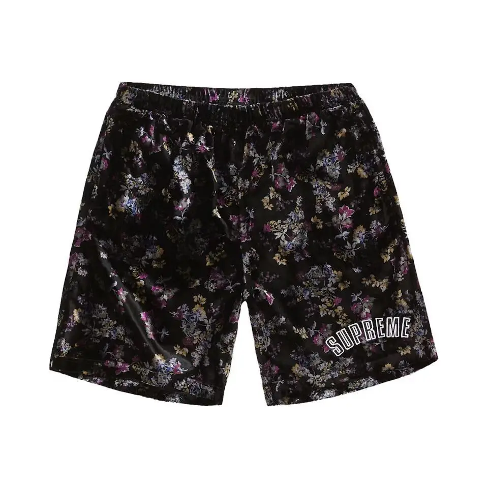 Supreme Floral Velour Short Black Small