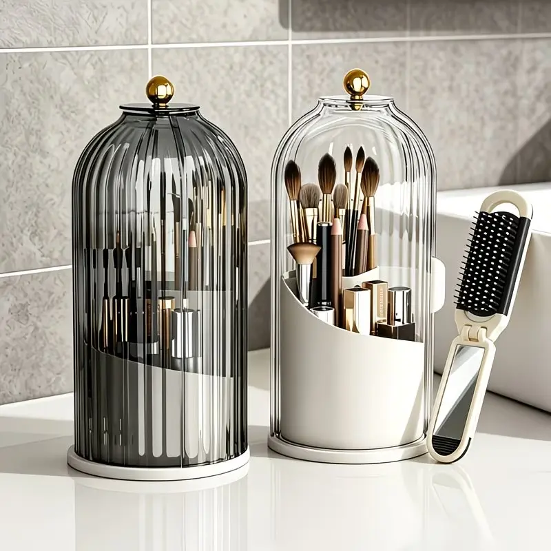 Concealed Toothbrush Holder, Rotating Bathroom Organizer Countertop | Toothbrush and Toothpaste Holders with Cover, Waterproof and Dustproof, 360° Rotating Base, for Bathroom Countertop