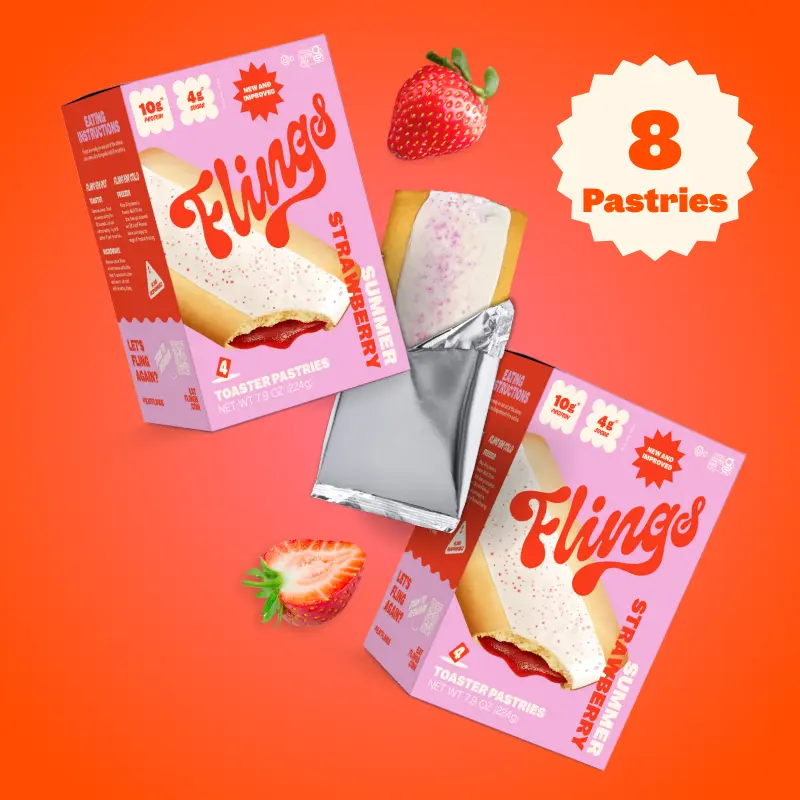 Strawberry Protein Pastries - 8 pastries - 10G Protein, Low Sugar, Snack Bar - Real Ingredients
