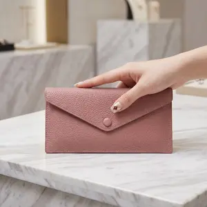 Ultra Thin Soft Leather Card Holder For Women Mini Envelope Slim Wallet Lightweight Portable Large Capacity High Grade ID Card Cash Storage Purse Daily Commute Outdoor Travel Practical Small Purse-MM1