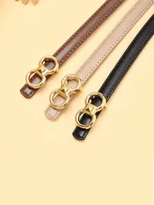 Women's Casual Style Waist Accessory, Perfect Fit Design for Daily Wear, Slim Leather Belt for Ladies, Fashionable Girls' Belts, Skinny Belts, Casual Modern Waistband