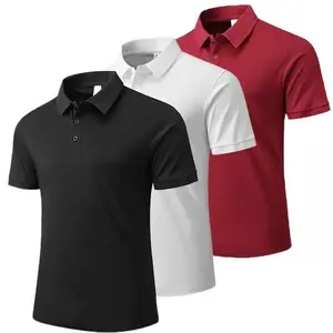 Men's 3-Piece Quick-Drying Knit Polo Shirts, Button-Front Fitted Solid Tops, Athletic Fashion Activewear Ideal for Golf, Casual Gatherings, Multiple Colors Menswear Set,summervibes