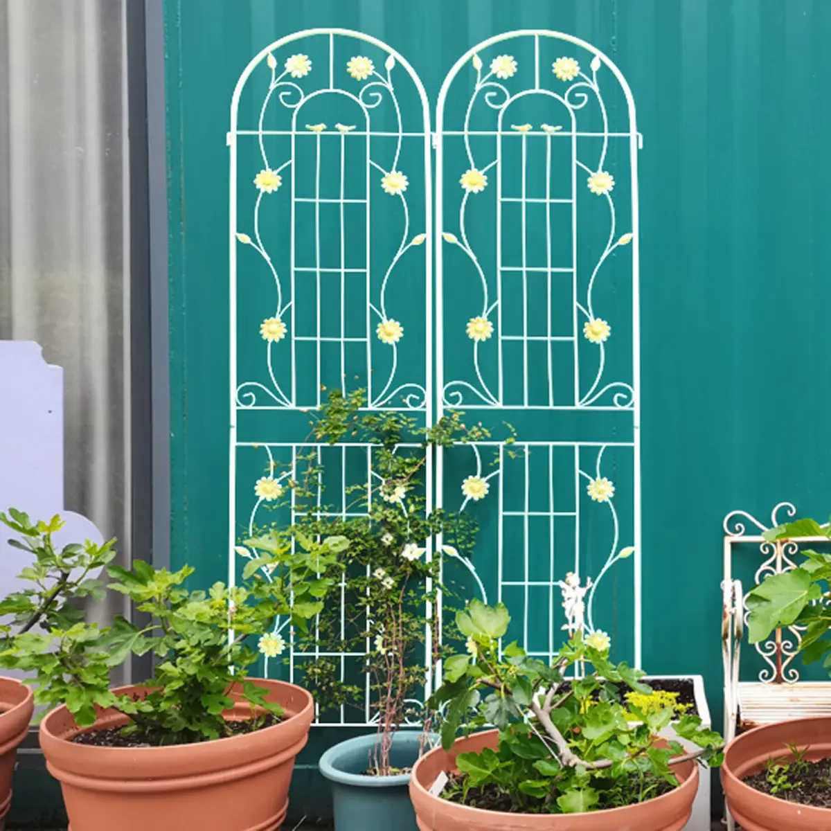4-Pack Cream White Rustproof Galvanized Tube Garden Trellis (86.7x19.7"), Outdoor Plant Support Accessory for Climbing Plants & Floral Decoration
