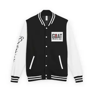 GOAT Letterman Jacket — 'GOAT (God Over All Things)' Black & White Varsity Jacket