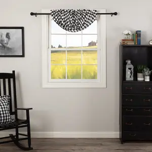 Sable Ann Black Buffalo Check Balloon Valance
