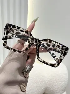 Fashion Leopard Pattern Glasses, Ultra-Light Plastic Frame, Fashion Frames, Perfect for Work & Daily Use, Non-Color Changing Decorative Lenses