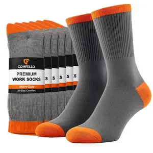 COMFELLO Men's 90% Cotton Crew Work Socks: End Foot Fatigue! Cushioned, Heavy-Duty, No-Slip, Ultra-Durable Boot Socks for Long Shifts & Construction. Socks Size 10-13 - Menswear