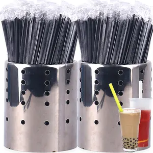 100PCS Black Disposable Drinking Straws Multicolor MilkTea Milkshake Juice Straws Bar Drink Summer Party Wedding Accessories Plastic Industrial