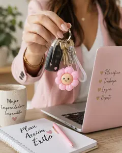 Flower Clicker Fidget Keychain | Satisfying Click Sound | Stress Relief Toy for Girls | 2 Inch Cute Backpack Charm | Anxiety Relief Gift