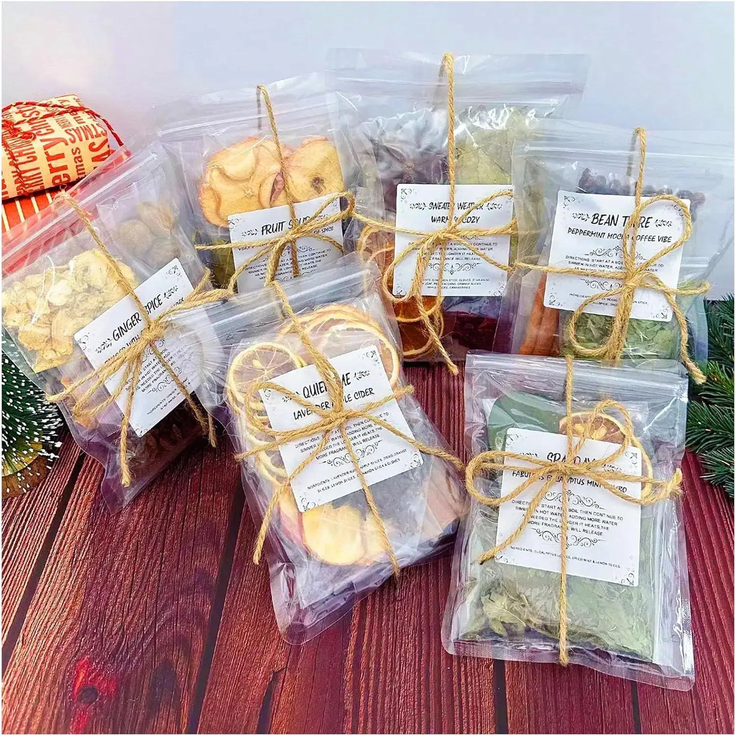 6-Pack Reusable Stovetop Potpourri Simmering Kit - Multiple Blends (Quiet Time, Day, Ginger, Fruit Soup, Bean There, Sweater Weather) with Lemon, Eucalyptus, Lavender, Mint Scents - Easy to Simmer Holiday Home Fragrance for Cozy Vibes, Housewarming Gift