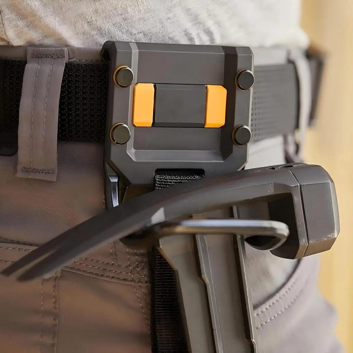 Modular Hammer Loop - Heavy-Duty Industrial Steel & ABS Hammer Holder Holster, Clips onto Belts/Pockets, Power Cord Management Strap, No Assembly Required for Professional Construction & DIY Tools