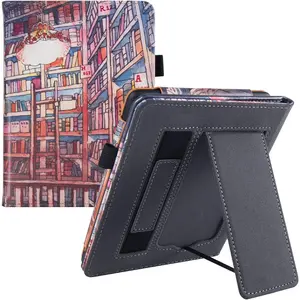 Stand Case for 6.8" Kindle Paperwhite 11th Generation - 2021 & Paperwhite Signature Edition e-Reader - PU Leather Sleeve Cover with Hand Strap/Auto Wake/Sleep, Bookstore
