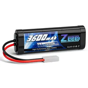 Zeee 7.2V NiMH Battery 3600mAh RC Battery High Power with Tamiya Connector for RC Car RC Truck Associated HPI Losi Kyosho Racing Hobby
