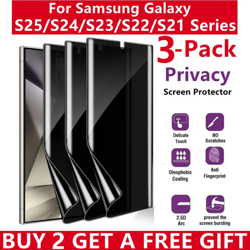3Pcs Privacy Hydrogel Screen Protector for Samsung Galaxy S25 Ultra S25 Plus S24 Ultra S24 S23 S22 S21