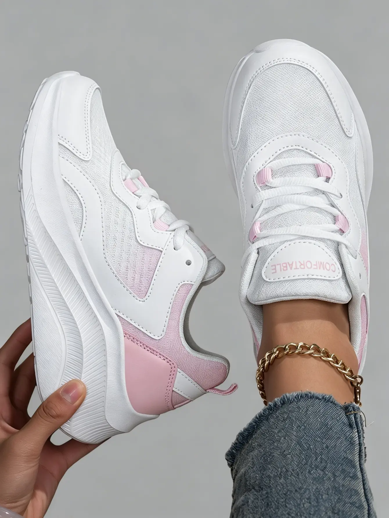 Chunky Sneakers for Women, Sporty Chic Low Top Fit with Mesh & Leather, Lightweight Cushioned Platform for All-Season Everyday Wear, Affordable Fashion, Shoes For Women, Trending Shoes, Road Trips, Ankle, Fitness, Breathable