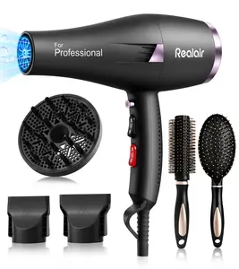 Realair Salon Hair Dryer, Professional Blow Dryer AC Motor with Diffuser for Women and Men, 5X Fast Drying, Powerful and Quiet Hair Blow Dryer for Fast & Easy Styling (1875 Watts)