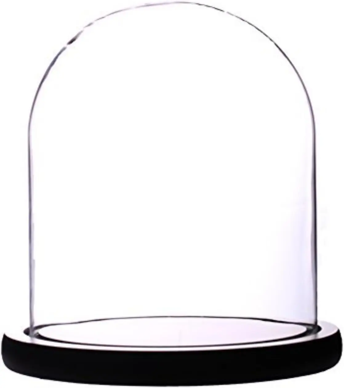 Glass Cloche Bell Jar Display Dome 5.6x7 Inch, Clear High Borosilicate Glass Bell Jar with Black Wooden Base, Dustproof Display Case for Plants Candles Jewelry Home Wedding Decor
