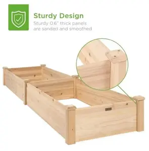 Garden Bed Planter for Vegetables, Grass, Lawn, Yard - Natural, 8x2ft Outdoor Wooden Raised Garden Bed Planter