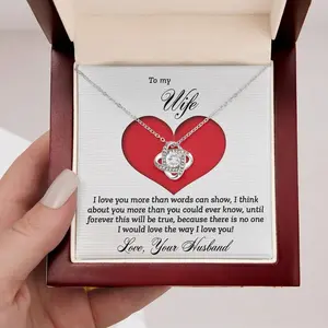 Wife Necklace Gift Personalized Message Card Birthday Keepsake From Husband Meaningful Knot Pendant