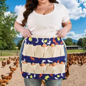 Lightweight 100% Polyester Egg Apron with Multiple Pockets, Farm Skirt for Picking Eggs, Durable Easy-Clean Design, Thanksgiving Kitchen & Outdoor, Home Cleaning