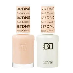 DND Gel & Lacquer #587 Peach Cream 6 oz Duo Set with Gel Polish & Regular Polish for UV Lamp & No UV Lamp Drying Options Made in USA