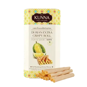 KUNNA Thai Durian Crispy Rolls - 70g Pack | Popular Thai Snack, Delicious Wafer Egg Rolls, Authentic Flavor