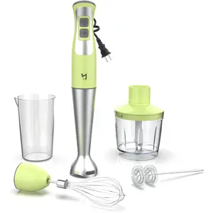 Immersion Hand Blender,  5-in-1 8-Speed Stick Blender with 500ml  , , 600ml Container,Milk Frother,Egg Whisk,Puree  , Smoothies, Sauces and Soups - Green