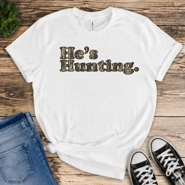 (100% Cotton) He's Hunting Camo Onesie and Tshirt, Matching Outfit - Cute & Funny Baby Clothes and Bodysuits for Newborns