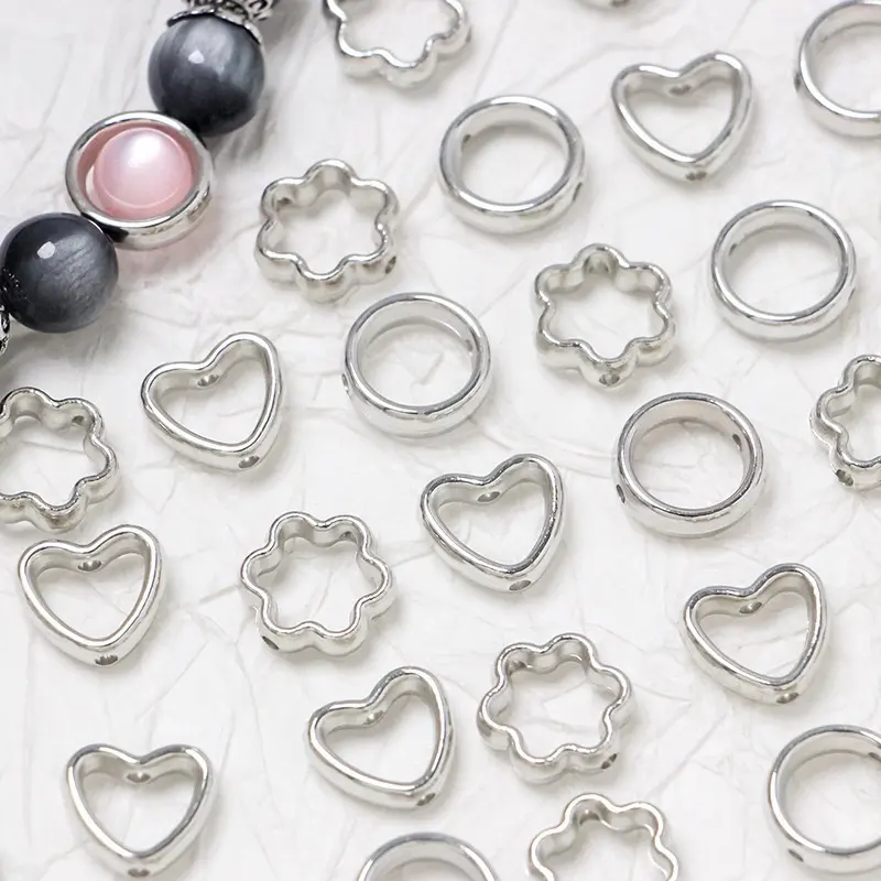 D001 Bracelet Base Charms - Decorative Bead Frame Flower Cap Jewelry Making Accessories, Playful Elegant Design, No Single Bead Type Restriction, Stylish Finishes, Beads