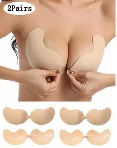 2Pairs Sticky Bra Invisible Push-Up Breast Lift Silicone Backless Nipple Covers Self Adhesive Strapless Mango-Shaped Bra