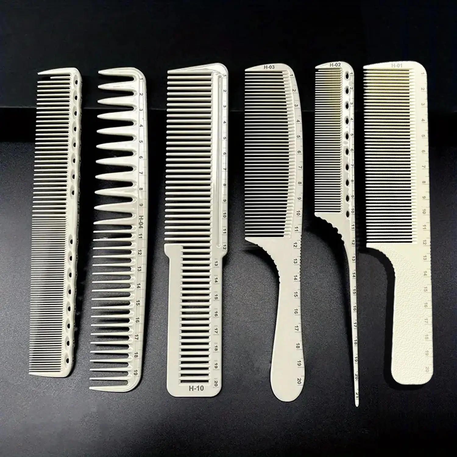 Hair Comb Set, 6 Counts/set Mixed Comb Set with Precise Scale, Durable Hair Styling Tools for Home and Professional Salon, Hairdressing Set