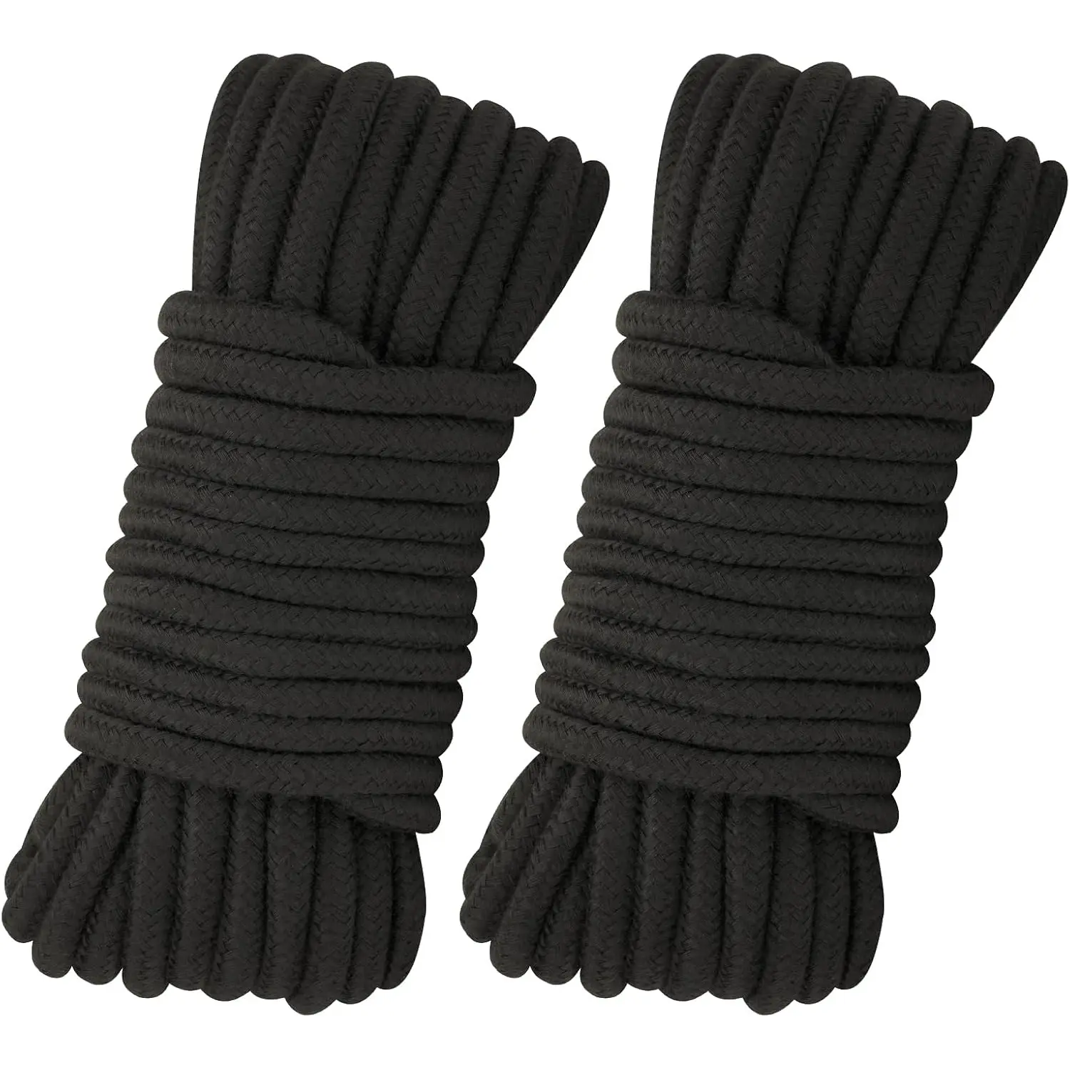 2Pcs Soft Cotton Rope, 66Ft x 8MM Thick String, Black Cotton Cord