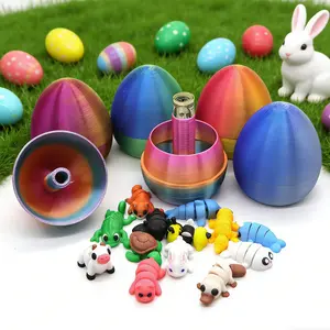3D Printed Prank Surprise Eggs with Random 10 Small Animals, Creative Birthday Easter Christmas Gift, Funny Money Box Card Holder, Random Surprise Set
