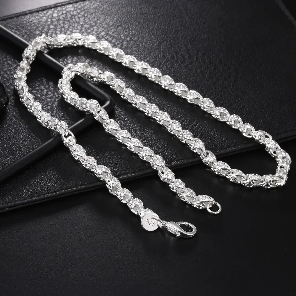 Hot 925 Silver 5mm Faucet Chain 20-24inch Necklace for Men Women Fashion Party Wedding Accessories Elegant Gift for everyday wear