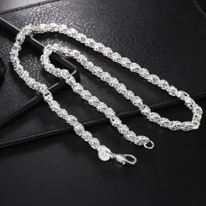 Hot 925 Silver 5mm Faucet Chain 20-24inch Necklace for Men Women Fashion Party Wedding Accessories Elegant Gift for everyday wear