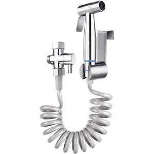 TURLEE-Handheld Bidet Sprayer for Toilet -Brass T-valve Adapter, Sprayer Adjustable Water Pressure Control with Bidet Retractable Spring Hose for Feminine Wash.